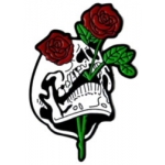 RED ROSE IN SKULL HAT, LAPEL, PIN